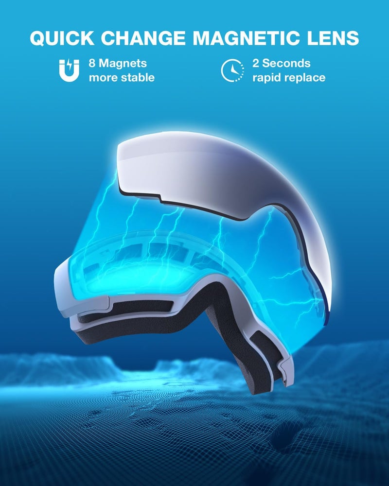 ZIONOR X4 Ski Goggles Magnetic Lens - Snowboard Goggles for Men Women Adult - Snow Goggles Anti-fog UV Protection - Image 3
